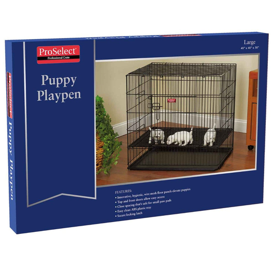 PS Puppy PlayPen w/Plastic Pan L Blk