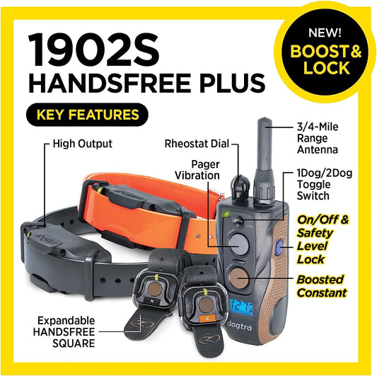 Dogtra 1902S HANDSFREE Plus Boost and Lock, Remote Dog Training E-Collar