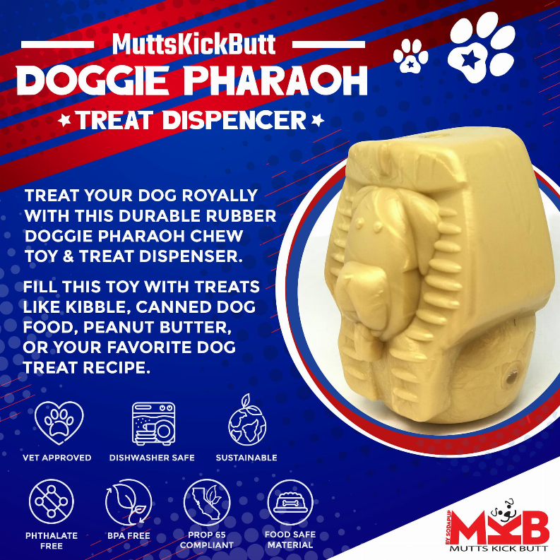 MKB Doggie Pharaoh Durable Chew Toy & Treat Dispenser