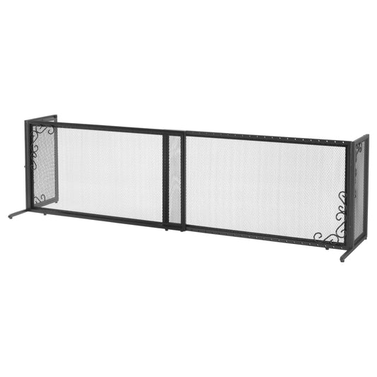 Richell Large Freestanding Metal Mesh Pet Gate in Black