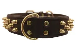 Amsterdam Dog Collar by Angel Multi Line Spiked Collar, 22" X 1.5" , Chocolate Brown