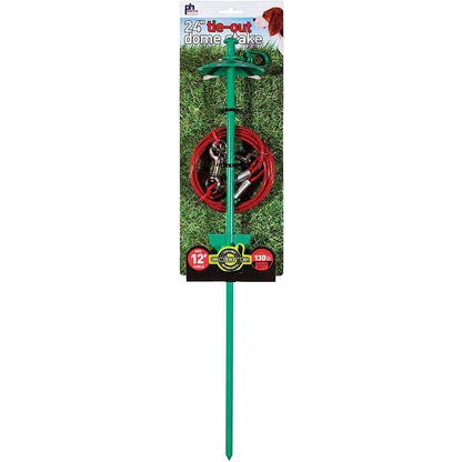 Prevue Pet Products 24 Inch Tie-out Dome Stake with 12 Foot Cable