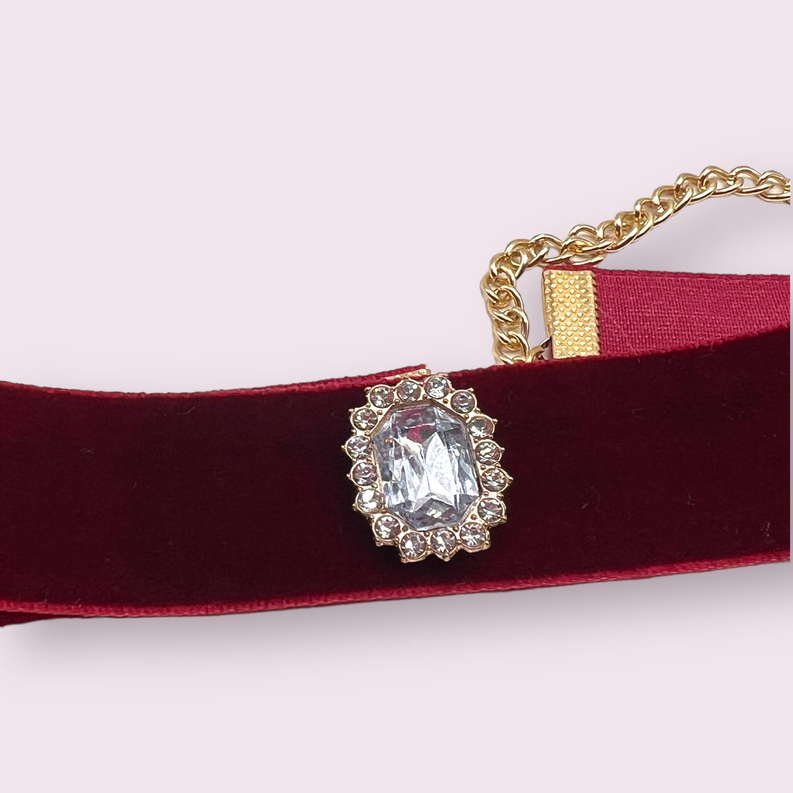 Luxurious Velvet Crystal Dog Collar