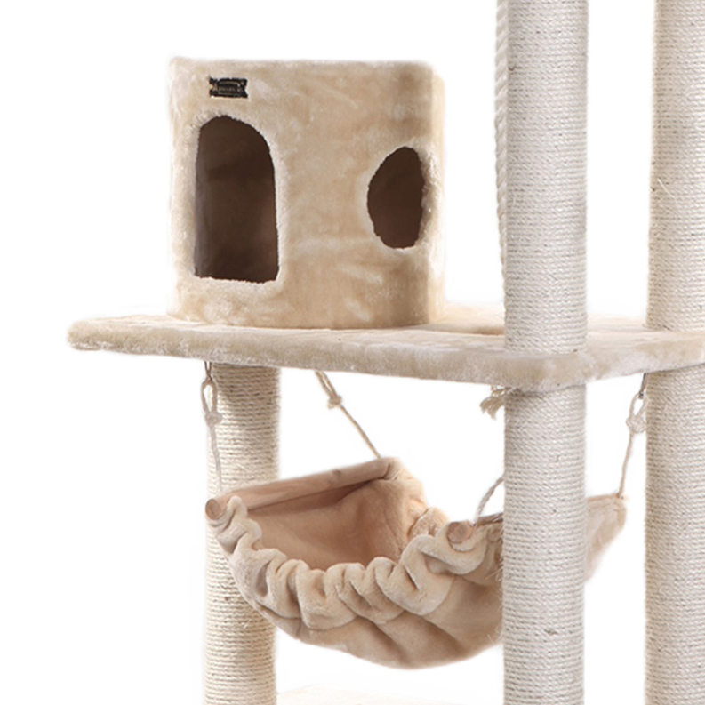 Real Wood 62" Cat tree With Scratch posts, Hammock for Cats