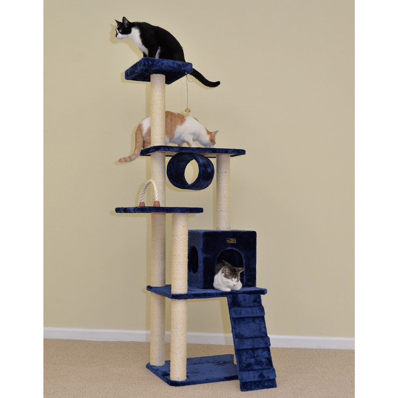 Real Wood 71" Navy Cat ClimbIng Tower Scratching Furniture