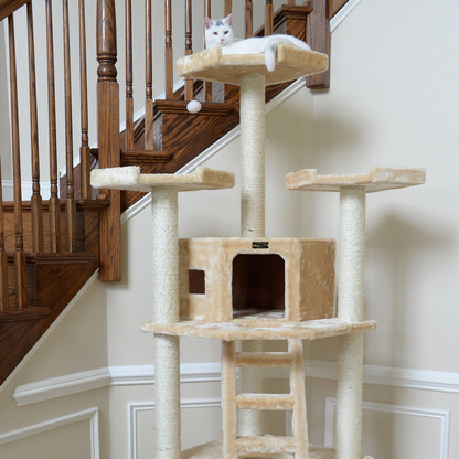 Armarkat Multi-function Real WOOD Cat Tower Beige