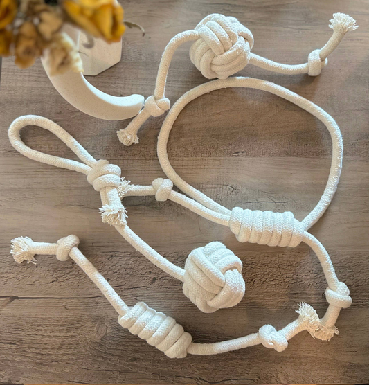 Handmade Natural White Tug of War Toys Set-4 Piece