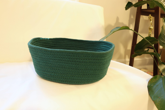 Handmade Sustainable Cotton Rope Basket (Green)