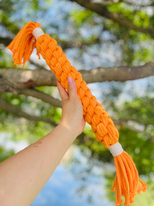Large Orange Handmade Macrame Candy Rope for Big Dogs