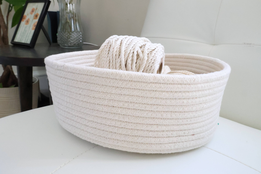 Recycled Cotton Rope Storage Basket-White