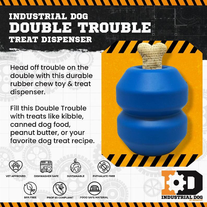 ID Double Trouble Durable Rubber Chew Toy and Treat Dispenser
